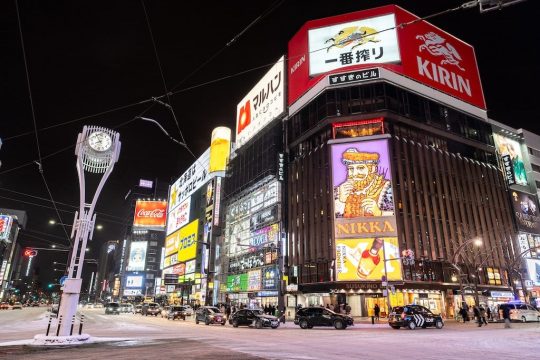 Susukino neon signs lighting up Sapporo's nightlife district