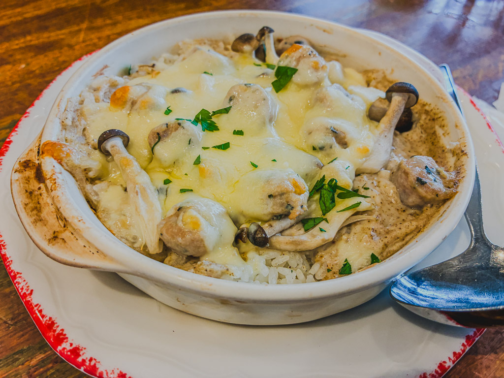 Capricciosa doria baked rice shimeji mushroom mozzarella