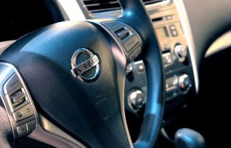 Fukuoka rental car — steering wheel and dashboard interior