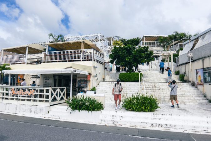 Umikaji Terrace — Senagajima white buildings against the blue sea, Okinawa's Amalfi