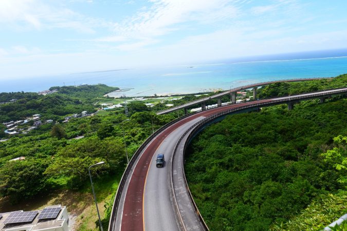 Niraikanai Bridge — popular southern Okinawa drive route, 80m elevation