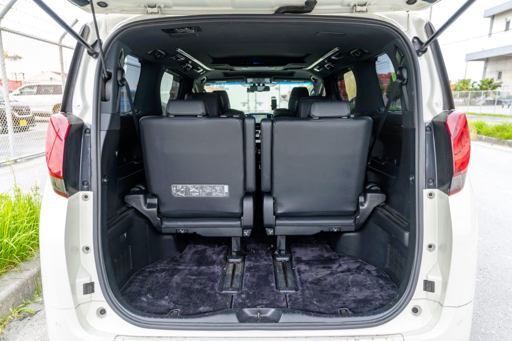 Toyota Alphard trunk — 3rd row slid forward, larger luggage layout