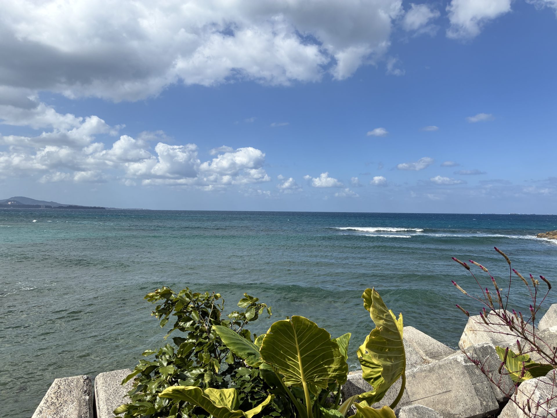 Bright blue ocean after the rain clears
