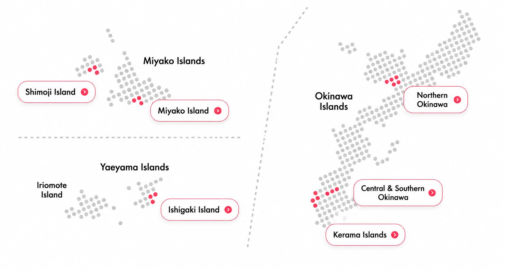 Map of Okinawa's four outer island regions