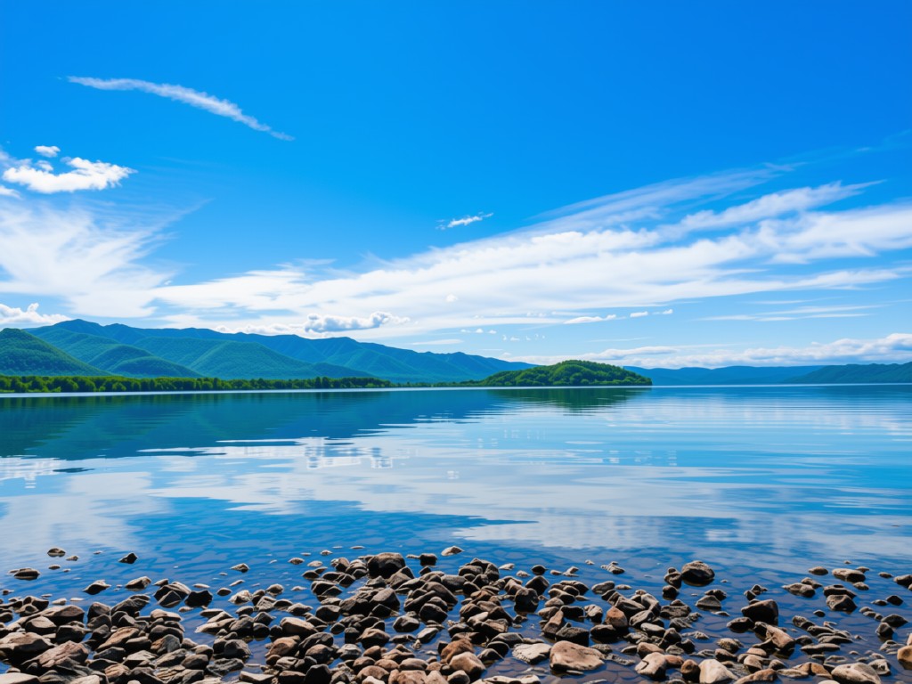 Hokkaido weather in July at Lake Kussharo, Teshikaga — Japan's largest caldera lake glowing under a clear July sky