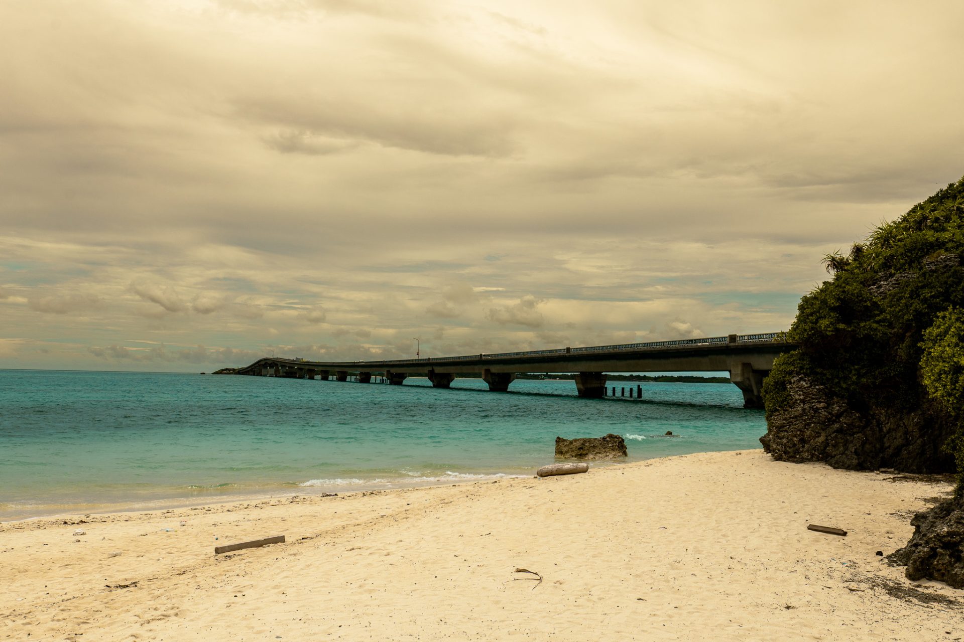 Ikema Bridge northern Miyako Island — 1,592m span over saturated Miyako blue sea