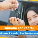 Fukuoka car rental key handover to a traveler in Kyushu