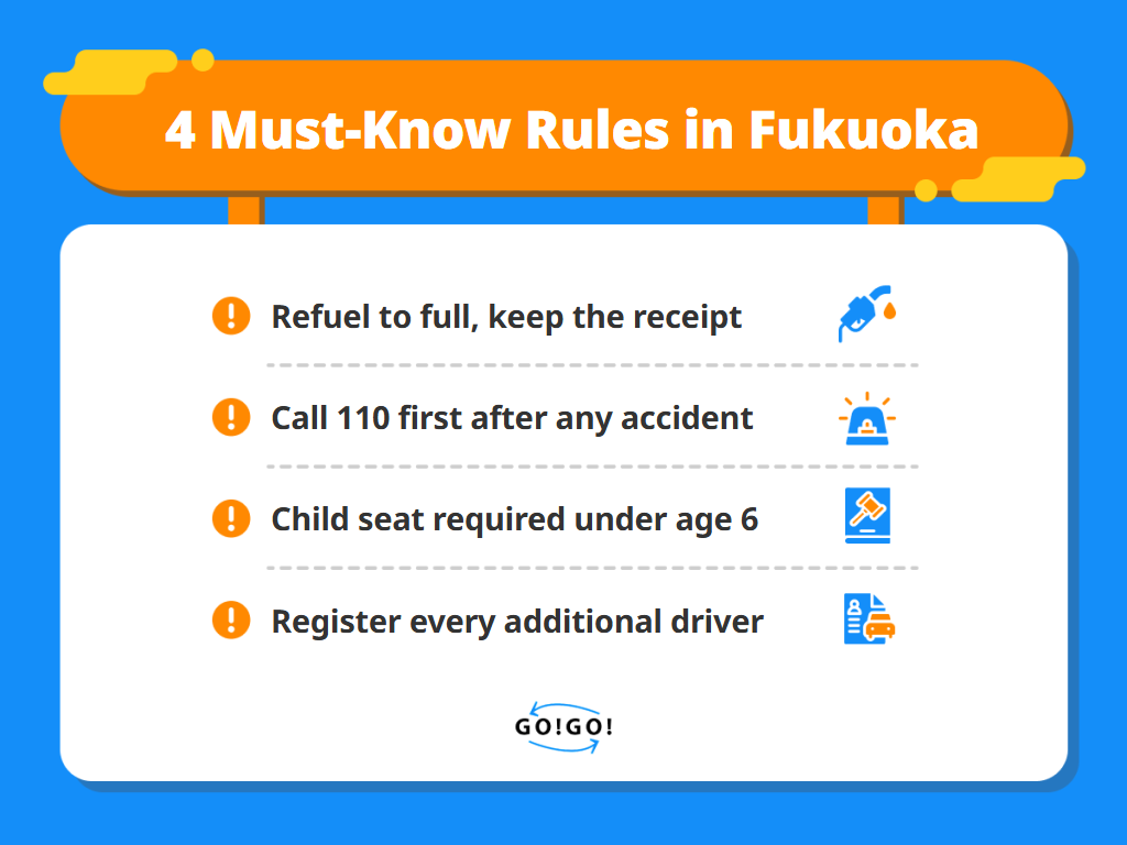 Four rules to know before driving a rental car in Fukuoka