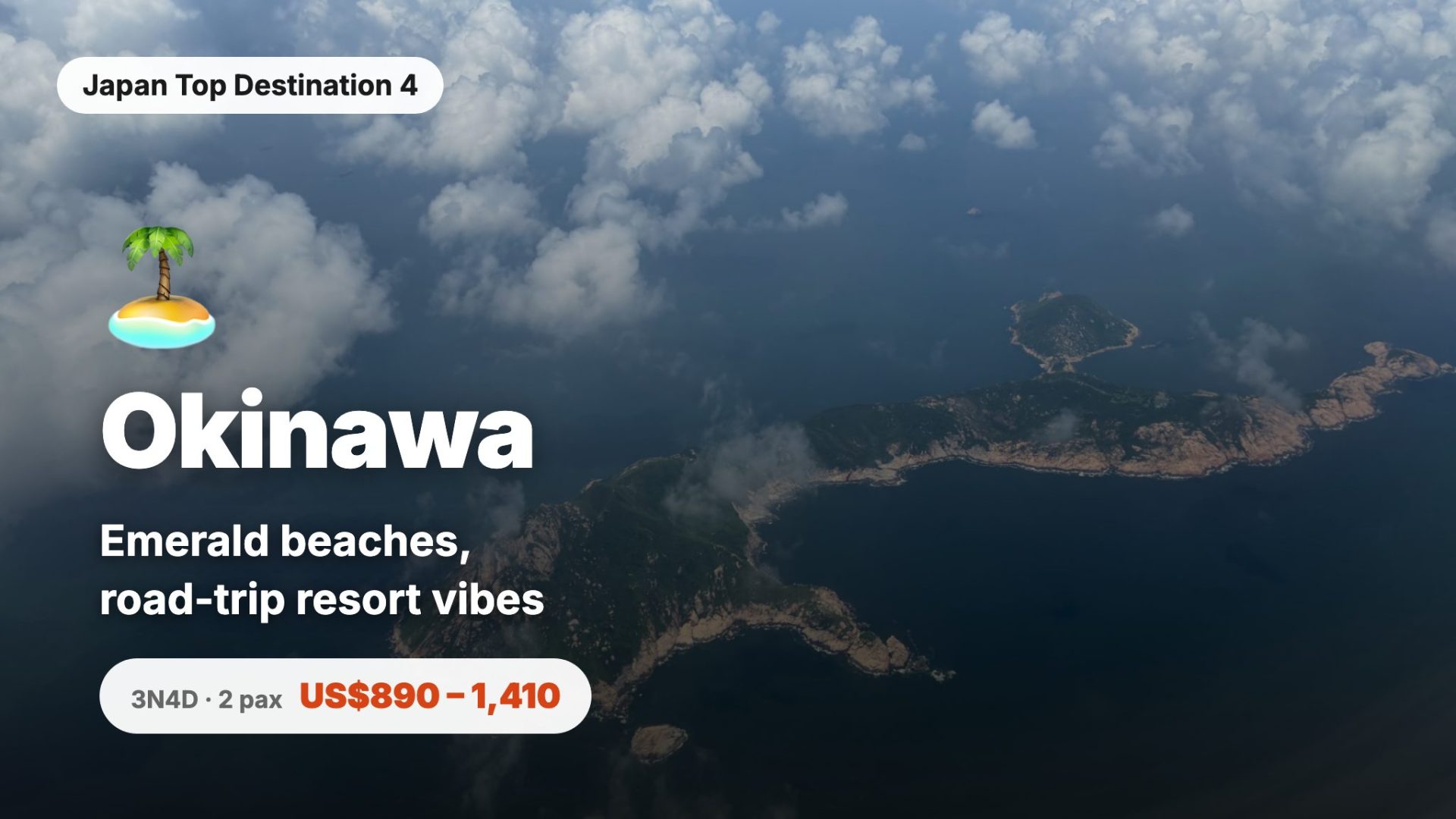 Okinawa — emerald sea and rental-car drives: 3N4D for 2 around US$890-1,410