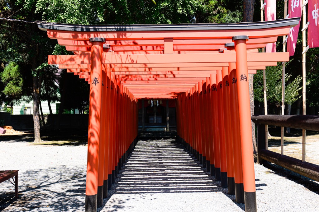 Red torii gates leading toward Inari Shrine